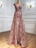vigocouture-Beaded Prom Dresses Cap Sleeve Evening Dresses 21245-Prom Dresses-vigocouture-Pink-US2-