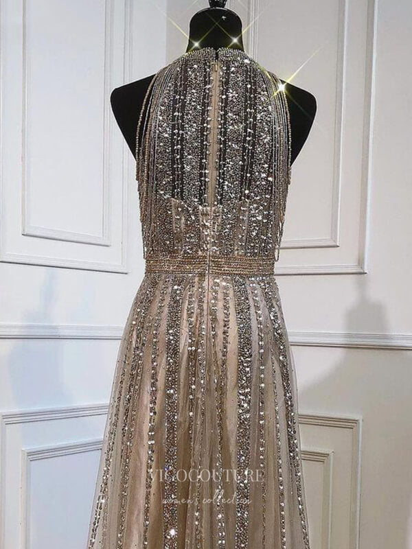 vigocouture-Beaded Prom Dresses Halter Neck Evening Dresses 21250-Prom Dresses-vigocouture-