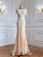 Beaded Prom Dresses Lace Applique Evening Dresses 21243