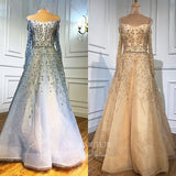 vigocouture-Beaded Prom Dresses Long Sleeve Evening Dresses 21194-Prom Dresses-vigocouture-
