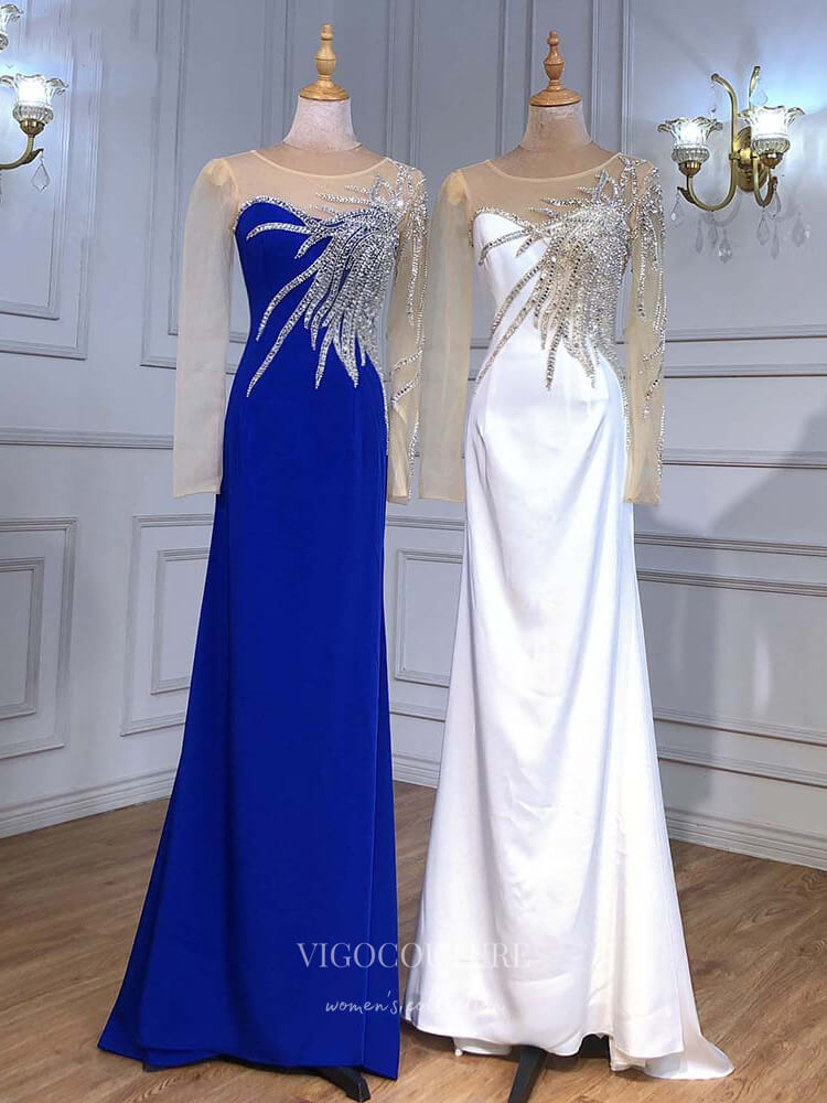 vigocouture-Beaded Prom Dresses Long Sleeve Evening Dresses 21216-Prom Dresses-vigocouture-