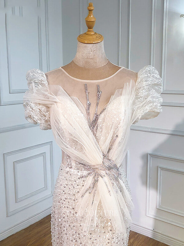 vigocouture-Beaded Prom Dresses Puffed Sleeve Evening Dresses 21241-Prom Dresses-vigocouture-