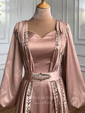 vigocouture-Beaded Satin Prom Dresses Long Sleeve Formal Dresses 21221-Prom Dresses-vigocouture-