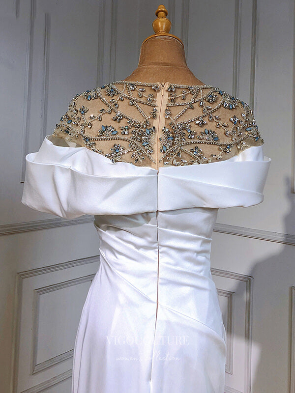 vigocouture-Beaded Satin Prom Dresses Pleated Evening Dresses 21207-Prom Dresses-vigocouture-