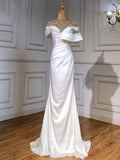 vigocouture-Beaded Satin Prom Dresses Pleated Evening Dresses 21207-Prom Dresses-vigocouture-Ivory-US2-