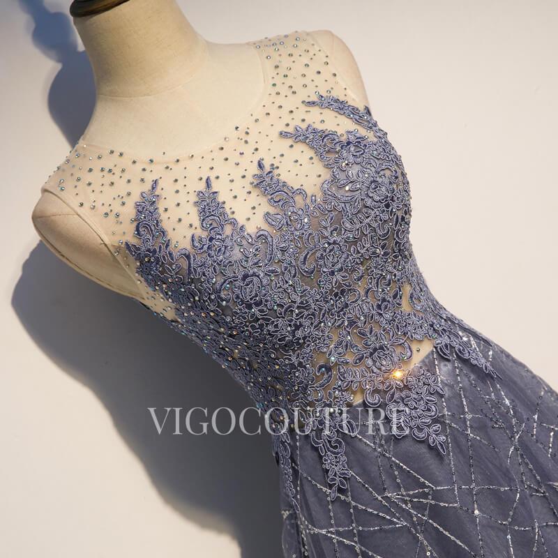vigocouture-Beaded Sleeveless Prom Dress 2022 Round Neck Prom Gown-Prom Dresses-vigocouture-