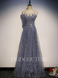vigocouture-Beaded Sleeveless Prom Dress 2022 Round Neck Prom Gown-Prom Dresses-vigocouture-Grey-US2-