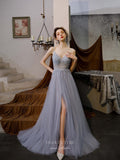 vigocouture-Beaded Spaghetti Strap Prom Dress 20204-Prom Dresses-vigocouture-Grey-US2-