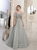 vigocouture-Beaded Spaghetti Strap Prom Dress 20228-Prom Dresses-vigocouture-Grey-US2-