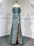 vigocouture-Beaded Strapless Formal Dresses Mermaid Evening Dresses 21524-Prom Dresses-vigocouture-Blue-US2-