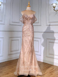 vigocouture-Beaded Strapless Formal Dresses Mermaid Evening Dresses 21524-Prom Dresses-vigocouture-Blush-US2-