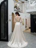 vigocouture-Beaded V-Neck Prom Dress 20220-Prom Dresses-vigocouture-
