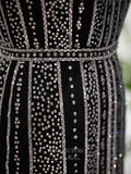 Black Beaded Sheath Prom Dresses High Neck Cap Sleeve Evening Dress 22164-Prom Dresses-vigocouture-Black-US2-vigocouture