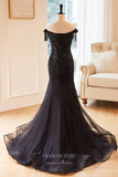 Black Handmade Sequin Off-the-Shoulder Prom Dress 22268-Prom Dresses-vigocouture-Black-Custom Size-vigocouture