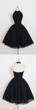 vigocouture-Black Homecoming Dress High Neck Maxi Hoco Dress hc039-Prom Dresses-vigocouture-