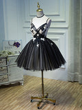 vigocouture-Black Lace Applique Homecoming Dresses Spaghetti Strap Dama Dresses hc096-Prom Dresses-vigocouture-