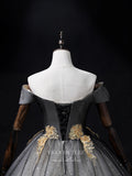 vigocouture-Grey Lace Applique Quinceanera Dresses Off the Shoulder Princess Dresses 21363-Prom Dresses-vigocouture-