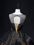 vigocouture-Black Lace Applique Quinceanera Dresses Tiered Princess Dresses 21360-Prom Dresses-vigocouture-