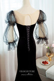 vigocouture-Black Long Puffed Sleeve Formal Dress Mermaid Bow-Tie Prom Dresses 21672-Prom Dresses-vigocouture-