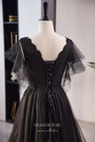 Black Shimmering Beaded Prom Dress with V-Neck 22316-Prom Dresses-vigocouture-Black-Custom Size-vigocouture