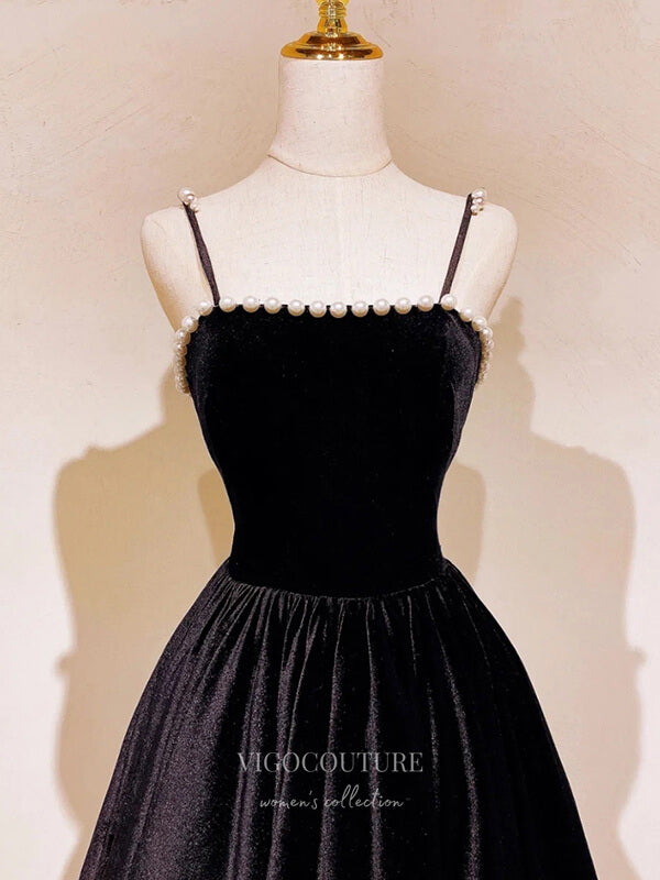 vigocouture-Black Spaghetti Strap Prom Dresses 21047-Prom Dresses-vigocouture-