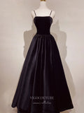 vigocouture-Black Spaghetti Strap Prom Dresses 21047-Prom Dresses-vigocouture-Black-Custom Size-