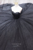 Black Sparkly Tulle Quinceanera Dresses Strapless Prom Ball Gown 22039-Prom Dresses-vigocouture-Black-US2-vigocouture