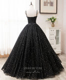 Black Starry Tulle Prom Dresses Spaghetti Strap Evening Dress 21825-Prom Dresses-vigocouture-Black-US2-vigocouture
