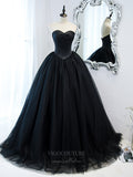 vigocouture-Black Strapless A-Line Prom Dress 20886-Prom Dresses-vigocouture-Black-Custom Size-