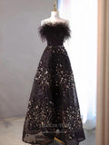vigocouture-Black Strapless Prom Dresses Feather Evening Dresses 21208-Prom Dresses-vigocouture-Black-US2-