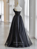 vigocouture-Black Strapless Tulle Prom Dresses 21048-Prom Dresses-vigocouture-