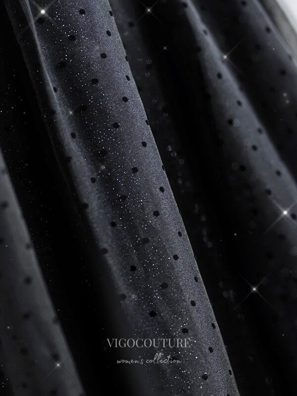vigocouture-Black Strapless Tulle Prom Dresses 21048-Prom Dresses-vigocouture-