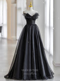 Black Strapless Tulle Prom Dresses 21048