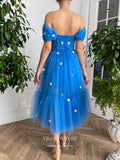 vigocouture-Blue 3D Floral Hoco Dresses Off the Shoulder Maxi Dresses hc168-Prom Dresses-vigocouture-