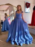 vigocouture-Blue A-Line Prom Dresses Satin Formal Dresses 21558-Prom Dresses-vigocouture-Blue-US2-
