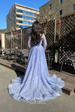 Blue Beaded Mermaid Prom Dress with Long Sleeve and Overskirt 22243-Prom Dresses-vigocouture-Blue-US2-vigocouture