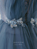 vigocouture-Blue Beaded Tulle Prom Dresses Spaghetti Strap Formal Dresses 21032-Prom Dresses-vigocouture-