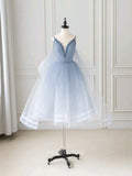 Blue Gradient Homecoming Dresses Beaded Spaghetti Strap Prom Dresses 21168