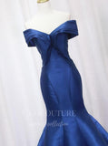 vigocouture-Blue Satin Mermaid Prom Dress 2022 Sweetheart Neck Evening Gown 20397-Prom Dresses-vigocouture-