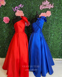 Blue Satin Prom Dresses One Shoulder Evening Gown 21979-Prom Dresses-vigocouture-Blue-US2-vigocouture