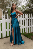 vigocouture-Satin Spaghetti Strap Prom Dress 20923-Prom Dresses-vigocouture-Blue-US2-