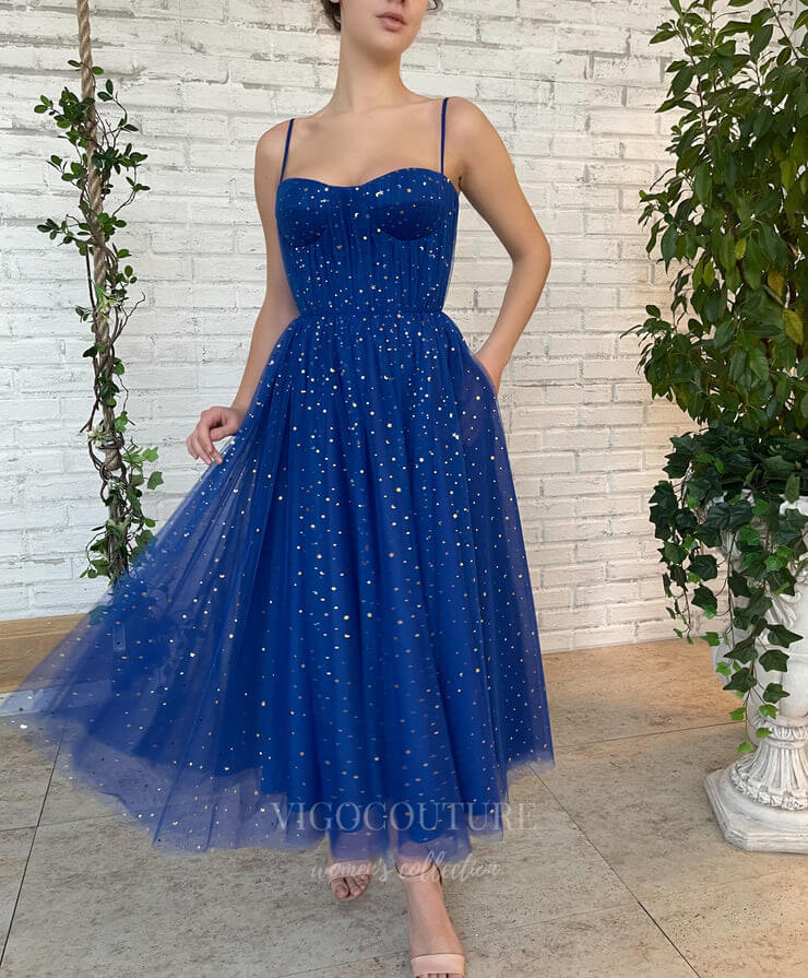vigocouture-Blue Spaghetti Strap Maxi Dress Sparkly Prom Dress 20978-Prom Dresses-vigocouture-Blue-US2-