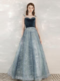 vigocouture-Blue Spaghetti Strap Prom Dress 20693-Prom Dresses-vigocouture-