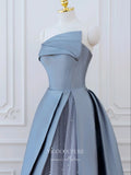 vigocouture-Blue Strapless Prom Dresses Satin Formal Dresses 21171-Prom Dresses-vigocouture-