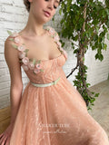 vigocouture-Blush 3D Floral Hoco Dresses Spaghetti Strap Maxi Dresses hc159-Prom Dresses-vigocouture-