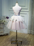 vigocouture-Blush 3D Flower Homecoming Dresses Spaghetti Strap Dama Dresses hc092-Prom Dresses-vigocouture-