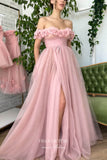 vigocouture-Blush 3D Flower Prom Dresses Off the Shoulder Formal Dresses 21577-Prom Dresses-vigocouture-Blush-US2-