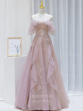 vigocouture-Blush Beaded Prom Dresses Off the Shoulder Evening Dresses 21218-Prom Dresses-vigocouture-Blush-US2-
