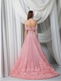 vigocouture-Blush Beaded Prom Dresses Off the Shoulder Formal Dresses 21507-Prom Dresses-vigocouture-