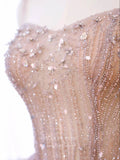 vigocouture-Blush Beaded Prom Dresses Spaghetti Strap Formal Dresses 21170-Prom Dresses-vigocouture-